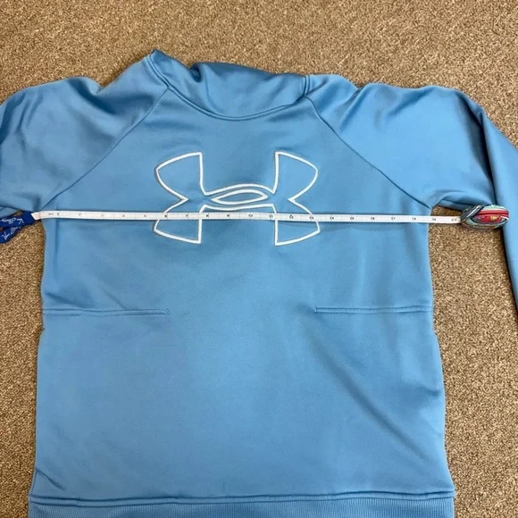 Under Armour: Women's ColdGear Loose Fit Blue Logo Hoodie, Size S - Picture 4 of 8
